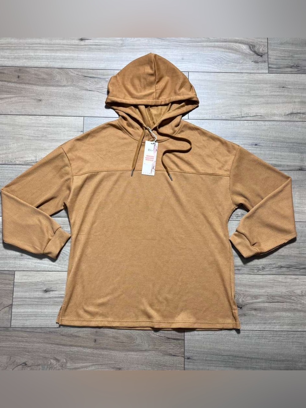 Dokotoo Womens Waffle Knit Long Sleeve Hoodie Size XL Brown‎